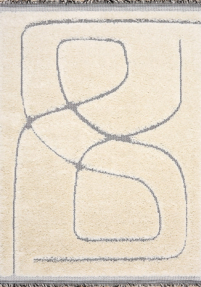 Novato Cream Grey Modern Dual Texture Swirling Line Rug by Kalora Interiors - Devos Furniture Inc.